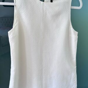 Theory White Textured Sleeveless Top